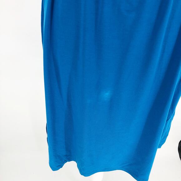 Eileen Fisher Womens Blouson Dress XXS Blue Mock Neck Slit Hem - Picture 7 of 10